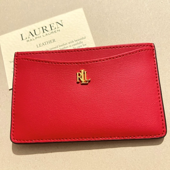 Ralph Lauren Card Case Genuine Leather in Fall Red NWT Unisex - Picture 7 of 7